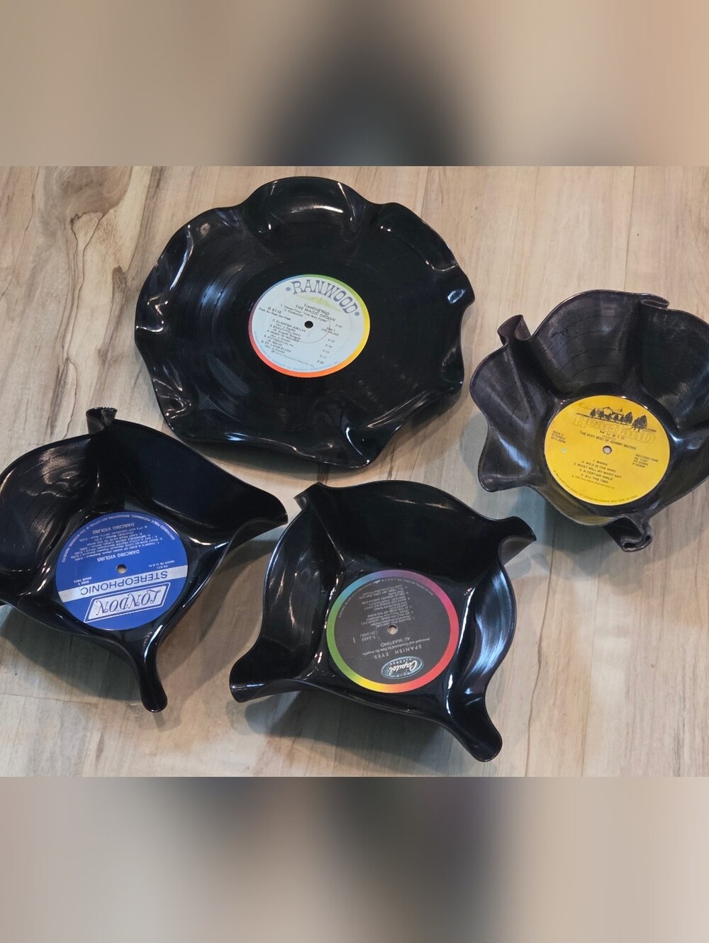 Black Vinyl Record Party Bowls by